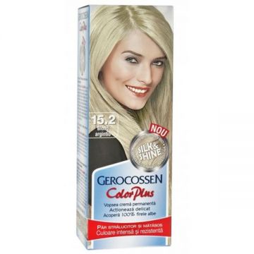 Vopsea de Par Silk&Shine Gerocossen Color Plus, nuanta 15.2 Blond Argintiu, 50 g