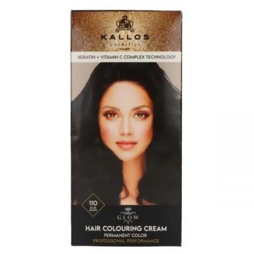 Vopsea Permanenta - Kallos Glow Long Lasting Cream Hair Colour Nuanta 110 Negru Albastrui