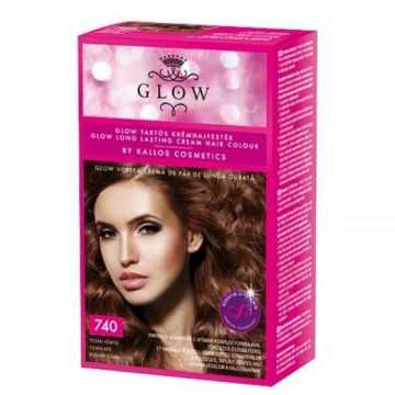 Vopsea Permanenta - Kallos Glow Long Lasting Cream Hair Colour, nuanta 740 Roscat Tizian, 1 buc