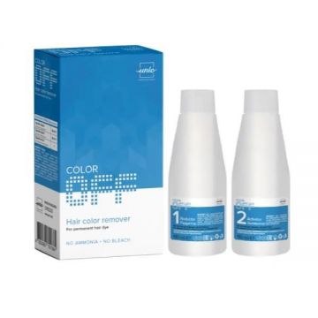 Solutie decapaj pentru indepartarea vopselei rezistente de pe par Color Off, set 110 mlx2 Solutie decapaj pentru indepartarea vopselei rezistente de pe par Color Off, set 110 mlx2