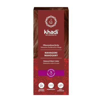 Vopsea de par naturala fara amoniac, ROSU MAHON, 100gr, Khadi