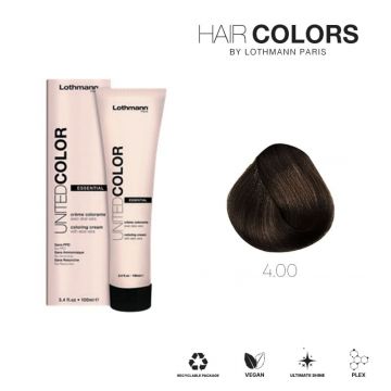 Vopsea pentru par fara amoniac, fara resorcinol, fara PPD United Color Essential Lothmann 4.00, 100 ml