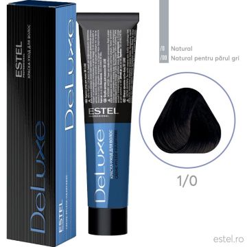 Vopsea permanenta pentru par Estel De Luxe, 1/0 Negru, 60 ml