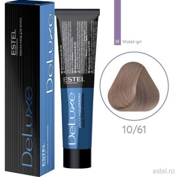 Vopsea permanenta pentru par Estel De Luxe, 10/61 Blond deschis violet-gri, 60 ml