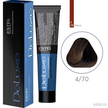 Vopsea permanenta pentru par Estel De Luxe, 4/70 Saten maro pentru par alb, 60 ml