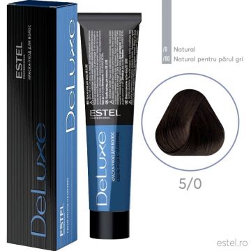 Vopsea permanenta pentru par Estel De Luxe, 5/0 Saten deschis, 60 ml