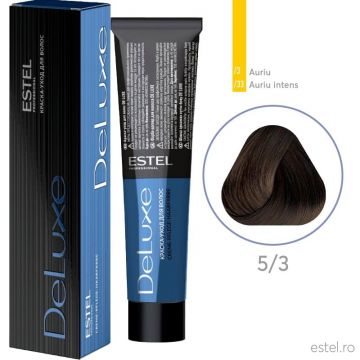 Vopsea permanenta pentru par Estel De Luxe, 5/3 Saten deschis auriu, 60 ml