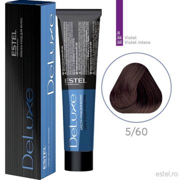 Vopsea permanenta pentru par Estel De Luxe, 5/60 Saten deschis violet pentru par alb, 60 ml