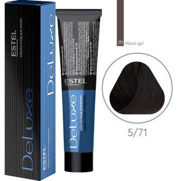 Vopsea permanenta pentru par Estel De Luxe, 5/71 Saten deschis maroniu-gri, 60 ml