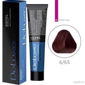 Vopsea permanenta pentru par Estel De Luxe, 6/65 Castaniu inchis violet-rosu, 60 ml