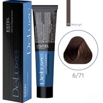 Vopsea permanenta pentru par Estel De Luxe, 6/71 Castaniu inchis maroniu-gri, 60 ml