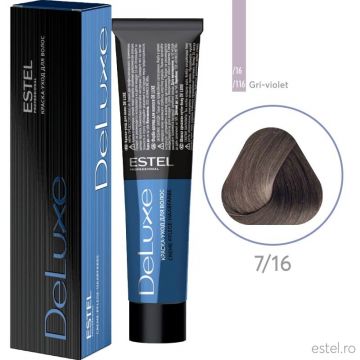 Vopsea permanenta pentru par Estel De Luxe, 7/16 Castaniu gri-violet, 60 ml