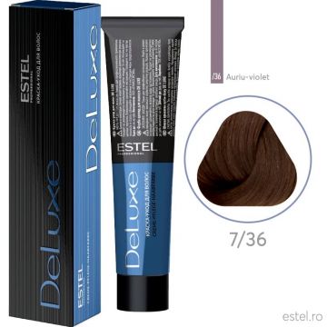 Vopsea permanenta pentru par Estel De Luxe, 7/36 Castaniu auriu-violet, 60 ml