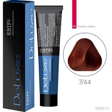 Vopsea permanenta pentru par Estel De Luxe, 7/44 Castaniu aramiu intens, 60 ml