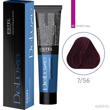 Vopsea permanenta pentru par Estel De Luxe, 7/56 Castaniu rosu-violet, 60 ml