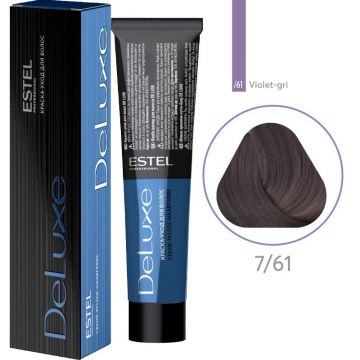 Vopsea permanenta pentru par Estel De Luxe, 7/61 Castaniu violet-gri, 60 ml