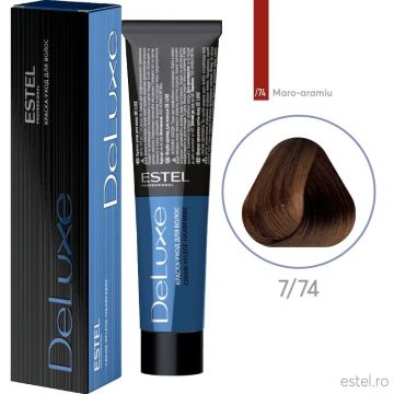 Vopsea permanenta pentru par Estel De Luxe, 7/74 Castaniu maro-aramiu, 60 ml