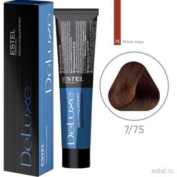 Vopsea permanenta pentru par Estel De Luxe, 7/75 Castaniu maro-rosu, 60 ml