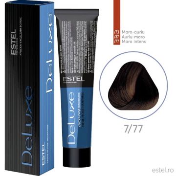 Vopsea permanenta pentru par Estel De Luxe, 7/77 Castaniu maro intens, 60 ml