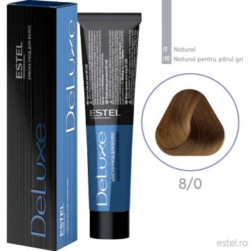 Vopsea permanenta pentru par Estel De Luxe, 8/0 Castaniu deschis, 60 ml