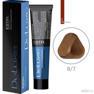 Vopsea permanenta pentru par Estel De Luxe, 8/7 Castaniu deschis maro, 60 ml