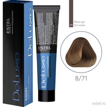 Vopsea permanenta pentru par Estel De Luxe, 8/71 Castaniu deschis maro-gri, 60 ml
