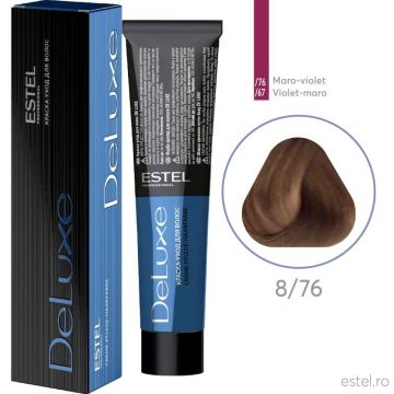 Vopsea permanenta pentru par Estel De Luxe, 8/76 Castaniu deschis maro-violet, 60 ml