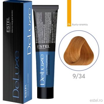 Vopsea permanenta pentru par Estel De Luxe, 9/34 Blond auriu-aramiu, 60 ml