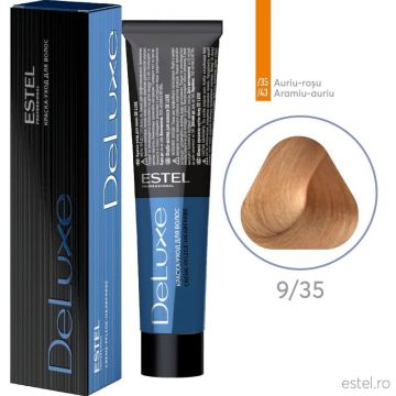 Vopsea permanenta pentru par Estel De Luxe, 9/35 Blond auriu-rosu, 60 ml