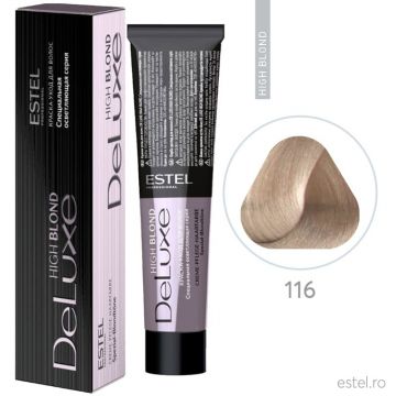 Vopsea permanenta pentru par Estel De Luxe High Blond, 116 Blond special gri-violet, 60 ml