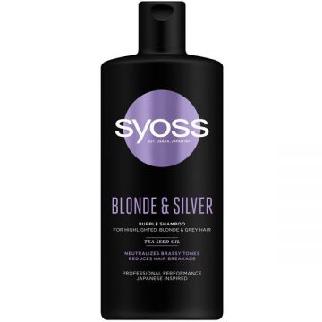 Sampon Nuantator pentru Par Blond, Grizonat sau cu Suvite - Syoss Blonde & Silver Purple Shampon for Highlighted, Blonde & Grey Hair, 440 ml Sampon Nuantator pentru Par Blond, Grizonat sau cu Suvite - Syoss Blonde & Silver Purple Shampon for Highlighted, Blonde & Grey Hair, 440 ml