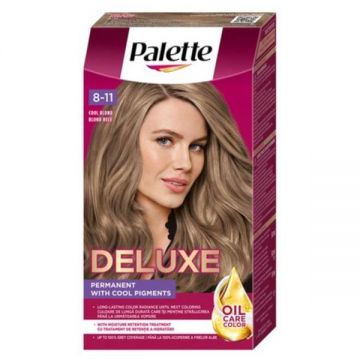 Vopsea de Par Permanenta - Schwarzkopf Palette Deluxe Oil-Care Color Permanent With Cool Pigments, nuanta 8-11 Cool Natural Blonde