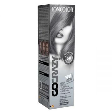 Masca Crema Coloranta Semipermanenta pentru Par - Loncolor GoCrazy, nuanta S11 GoDarkSilver!, 100 ml
