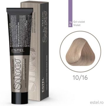 Vopsea-crema permanenta pentru par alb De Luxe SILVER, 10/16 Blond deschis cenusiu-violet, 60 ml