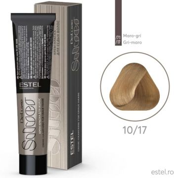 Vopsea-crema permanenta pentru par alb De Luxe SILVER, 10/17 Blond deschis cenusiu-maro, 60 ml