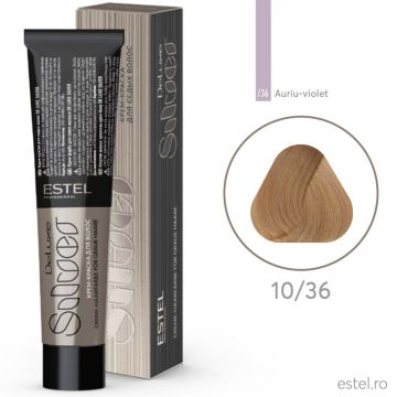 Vopsea-crema permanenta pentru par alb De Luxe SILVER, 10/36 Blond deschis auriu-violet, 60 ml