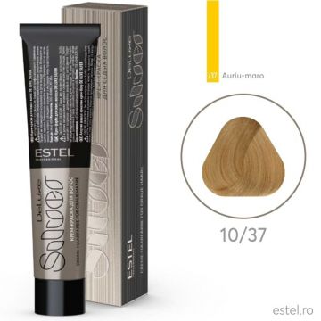 Vopsea-crema permanenta pentru par alb De Luxe SILVER, 10/37 Blond deschis auriu-maro, 60 ml