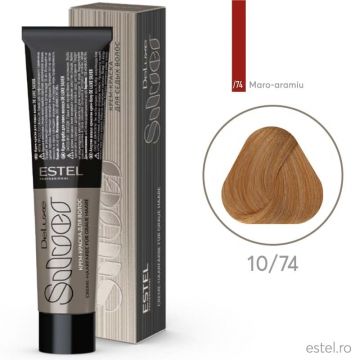 Vopsea-crema permanenta pentru par alb De Luxe SILVER, 10/74 Blond deschis maro-aramiu, 60 ml