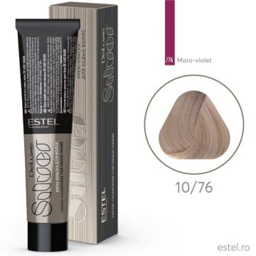Vopsea-crema permanenta pentru par alb De Luxe SILVER, 10/76 Blond deschis maro-violet, 60 ml