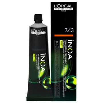 Vopsea de Par fara Amoniac L'Oreal Professionnel Inoa, nuanta 7.43 Golden Copper Blonde, 60 ml