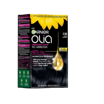 Vopsea de par permanenta fara amoniac 1.10 Black Sapphire Olia, 174ml, Garnier