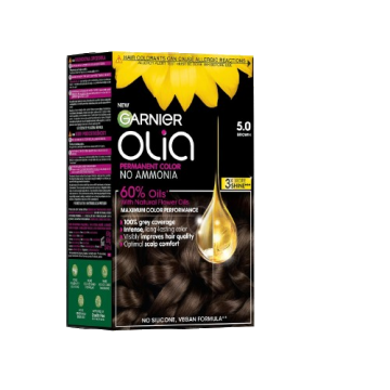Vopsea de par permanenta fara amoniac 5.0 Brown Olia, 174ml, Garnier