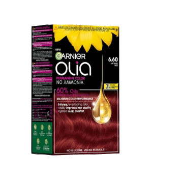 Vopsea de par permanenta fara amoniac 6.60 Intense Red Olia, 174ml, Garnier