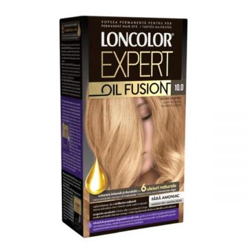 Vopsea de Par Permanenta Fara Amoniac - Loncolor Expert Oil Fusion, nuanta 10.0 Blond Deschis, 1 pachet
