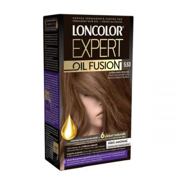 Vopsea de Par Permanenta Fara Amoniac - Loncolor Expert Oil Fusion, nuanta 5.53 Saten Auriu, 1 pachet