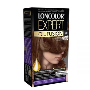 Vopsea de Par Permanenta Fara Amoniac - Loncolor Expert Oil Fusion, nuanta 7.8 Blond Bej, 1 pachet