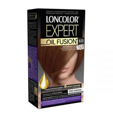 Vopsea de Par Permanenta Fara Amoniac - Loncolor Expert Oil Fusion, nuanta 8.23 Blond Irizat Deschis, 1 pachet