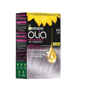 Vopsea de par permanenta fara amoniac Olia 9.11 Silver Smoke, 174ml, Garnier