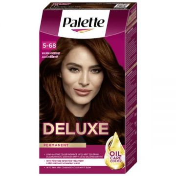 Vopsea de Par Permanenta - Schwarzkopf Palette Deluxe Oil-Care Color Permanent, nuanta 5-68 Golden Chestnut