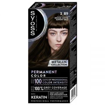 Vopsea de Par Permanenta - Syoss Professional Performance Matallic Collection Permanent Coloration, nuanta 3_89 Bronze Coffee